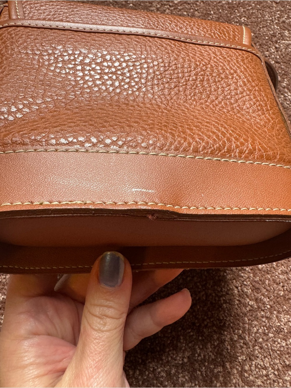 Brown Leather Crossbody Bag with Crest Emblem - Picture 5 of 7